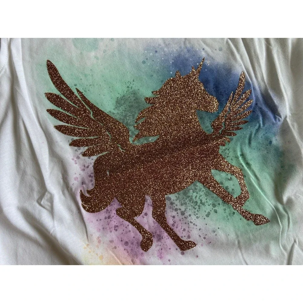 Justice Girls Lot of 2‎ Tank Tops size 14/16 Unicorn Glitter USA Americana Tween